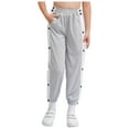 thumbnail image 4 of renvena Kids Boys Basketball Pants Side Split Press Button Athletic Sweatpants Track Bottoms Gray 11-12, 4 of 7