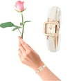 thumbnail image 3 of Reloj de pulsera de cuarzo Femenino Bling Bling analógico con correa de PU blanco, 3 of 7