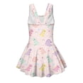 thumbnail image 5 of COEQINE Girls One Piece Swimsuit with Attached Liner, Scoop Neck V-Back Swim Dress for Swim Lessons, Polyester Spandex Bathing Suit for Girls 3-4 Year Olds, Cute Dinosaur Rainbow Heart Pink, 5 of 8