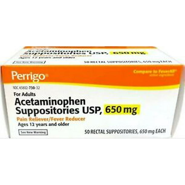 Acetaminophen Rectal Suppositories 650mg PERRIGO 50ct