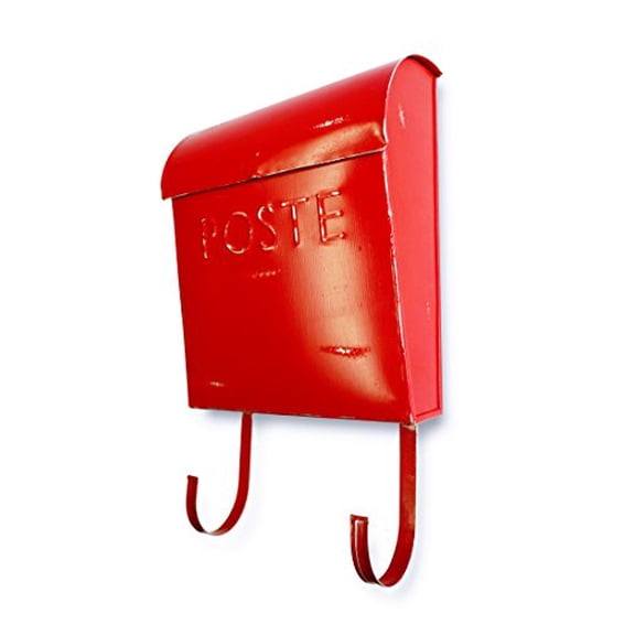 NACH French Euro Rustic Red Mailbox with Newspaper Holder, Wall Mount Mailboxes for Outside, Mail Holder, Rust Resistant Outdoor Mailbox, 12 x 11.2 x 4.5 inch, TH-10042