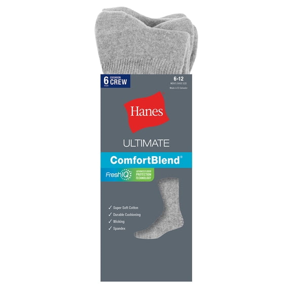 Mens 6-Pack Classics Dyed Crew Sock 038257752601