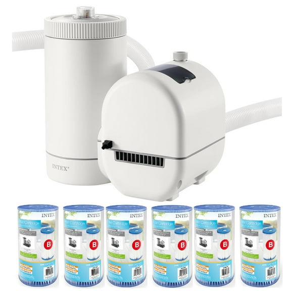 Intex 2500GPH Krystal Clear Pool Filter Pump and 6 Type B Filter Cartridges