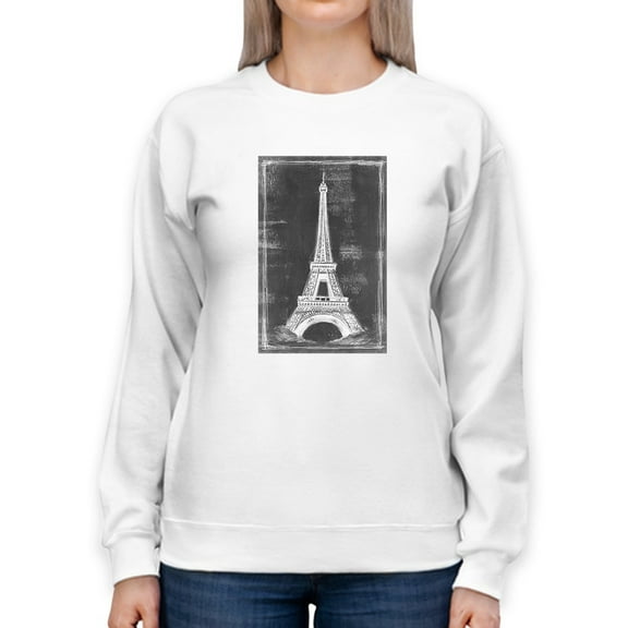 Eiffel Tower Chalk Art Sweatshirt Women -Ethan Harper Designs, Female x-Large