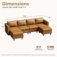 thumbnail image 3 of JULY'S SONG 118.5" Leather Modular Sectional Sofa with Storage Ottoman, Oversized U-Shaped Couch with Storage Seat, 6 Seater Couch for Living Room, Brown, 3 of 10