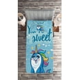 thumbnail image 2 of Ambesonne Unicorn Quilted Coverlet 2 Pcs, Penguin and Sea, Twin Size, Blue, 2 of 2