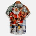 thumbnail image 2 of IROINNID Christmas Vacation T-shirt for Men Funny Print Button Up Red Shirt Hawaiian Xmas Vacation Gift Tops,White, 2 of 5