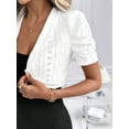 thumbnail image 4 of Women'S Short Sleeve Ligtweight Shrug Open Front Cardigan Hollow Out Sweater White XL, 4 of 8