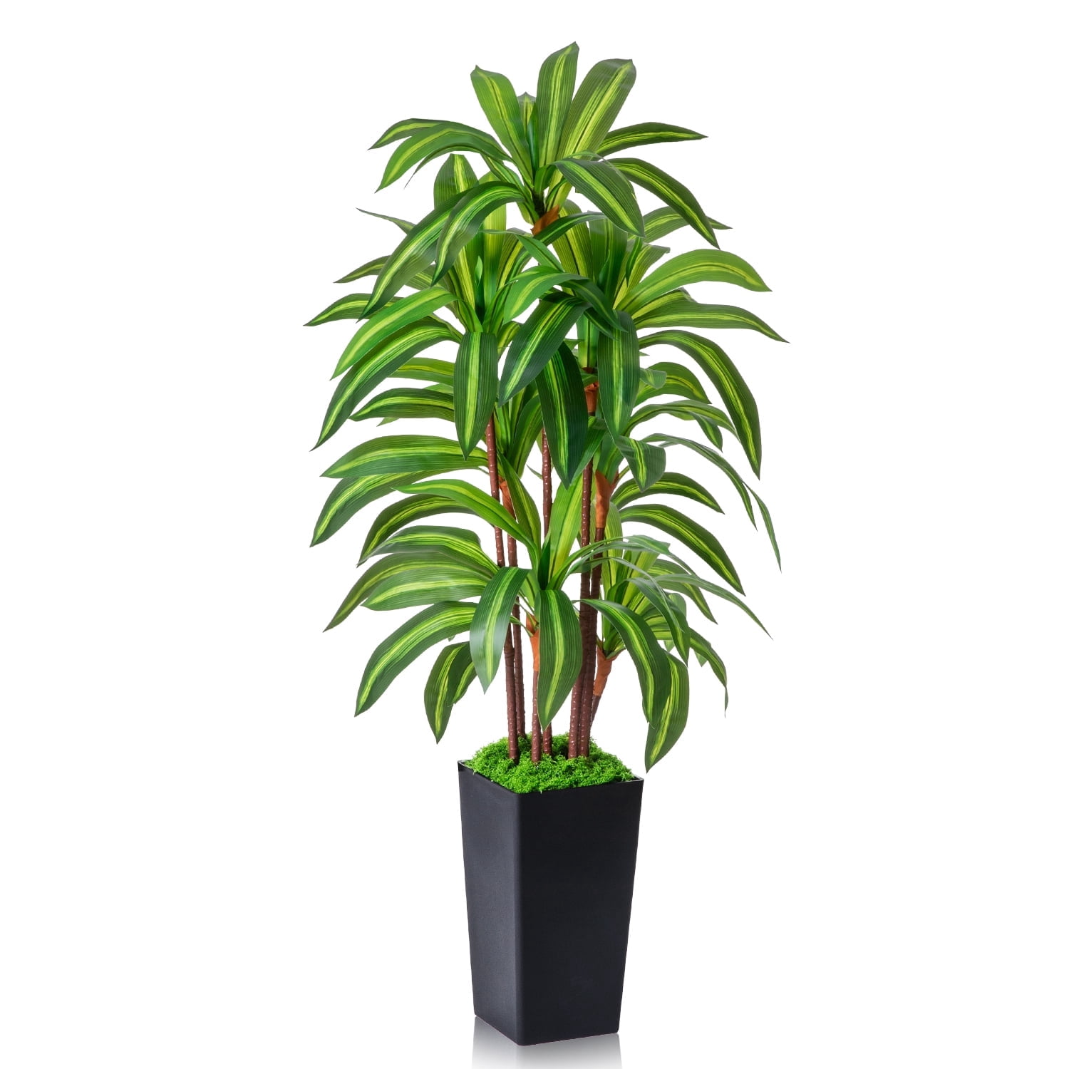 NOVAROOT Artificial Dracaena Tree 5FT, Faux Tree with Black Tall Planter, Fake Tropical Floor Plant, Artificial Silk Tree for Home Office Living Room Decor Indoor