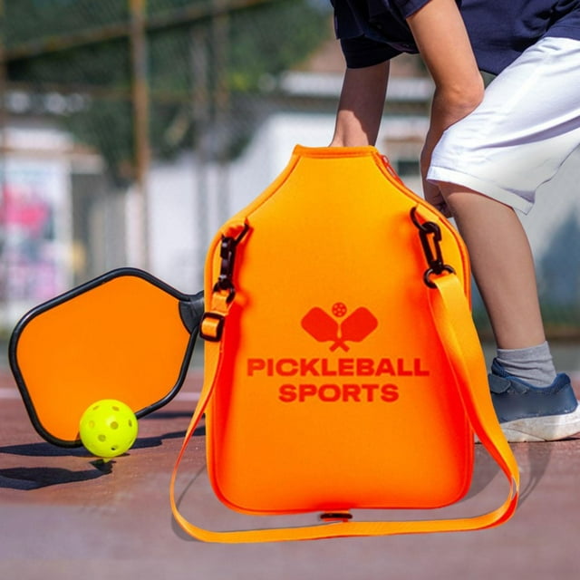 Pickleball Paddle Bag Pickleball Funda para raqueta Cierre de cremallera para hombres y mujeres Correa de hombro ajustable desmontable para exteriores Naranja