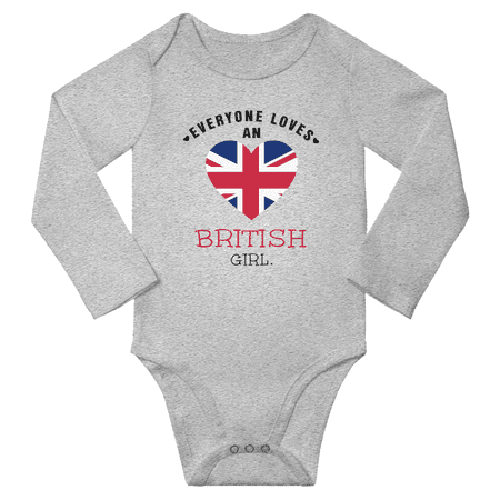 

Everyone Loves An British Girl Baby Long Slevve Bodysuits (Gray 6-12 Months)