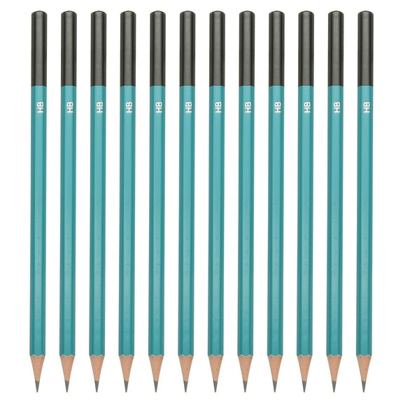 Uxcell HB Drawing Pencils for Sketching, 12PCS Sketch Pencils for Drawing Art Pencils Graphite Wood Pre-sharpened for Drawing Sketching Artist, Hexagonal, Black Refill, Green/Black Pole