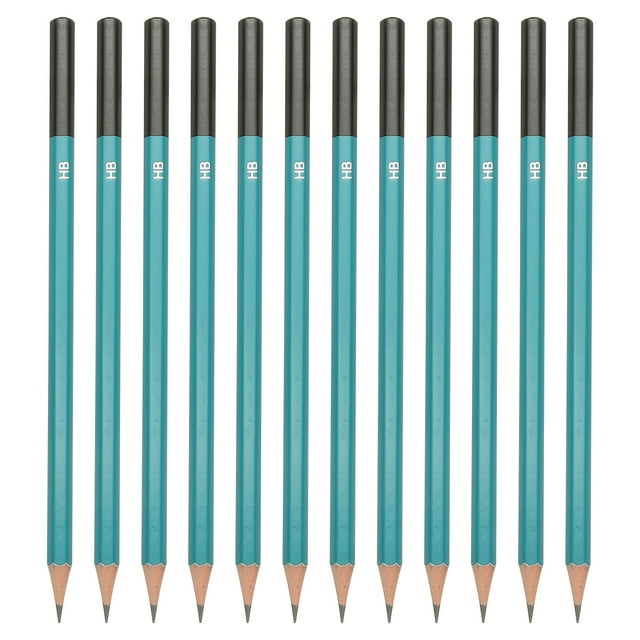 Uxcell HB Drawing Pencils for Sketching, 12PCS Sketch Pencils for Drawing Art Pencils Graphite Wood Pre-sharpened for Drawing Sketching Artist, Hexagonal, Black Refill, Green/Black Pole