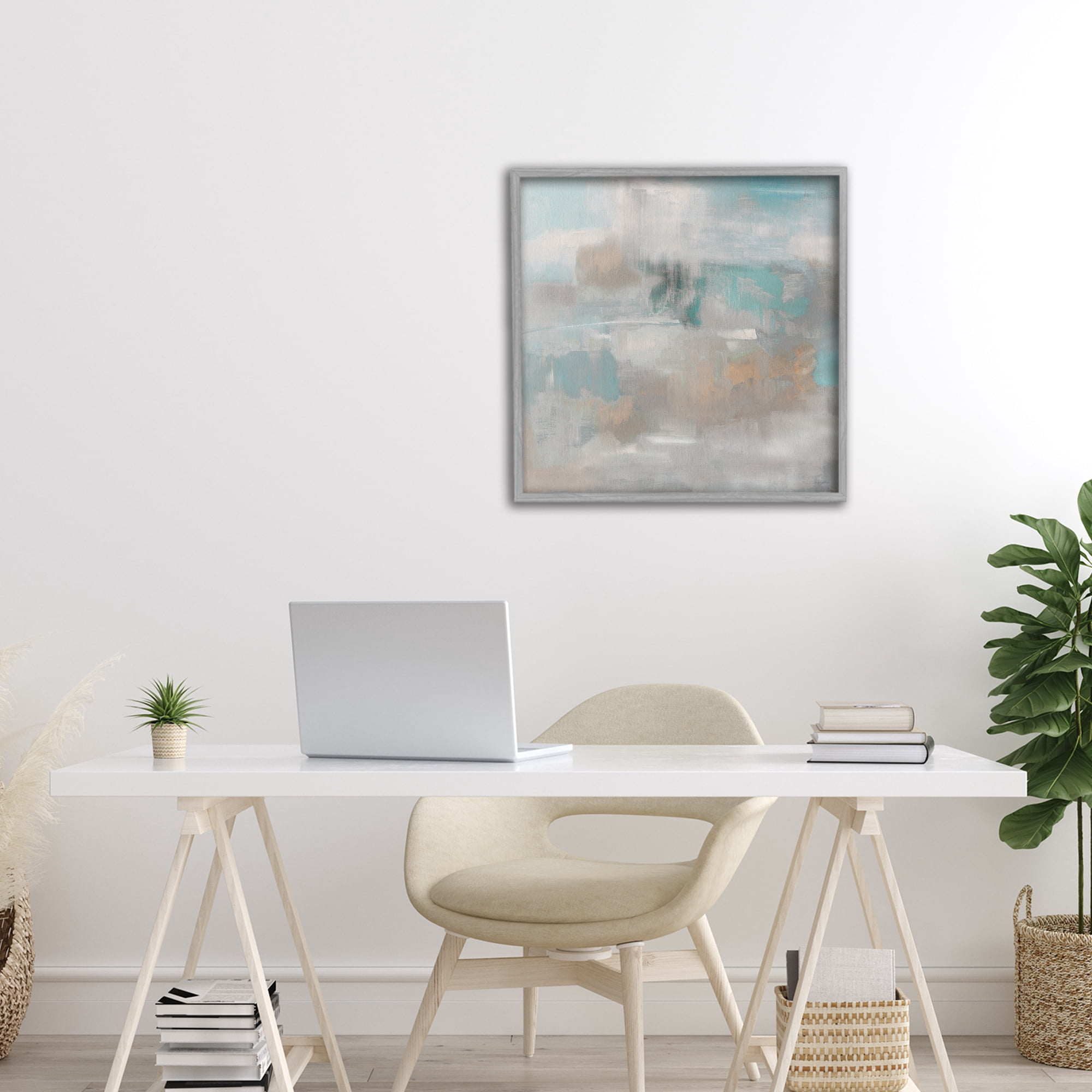 Stupell Industries Serene Soft Abstract Study Gray Framed Giclee Art, design by Sally Swatland