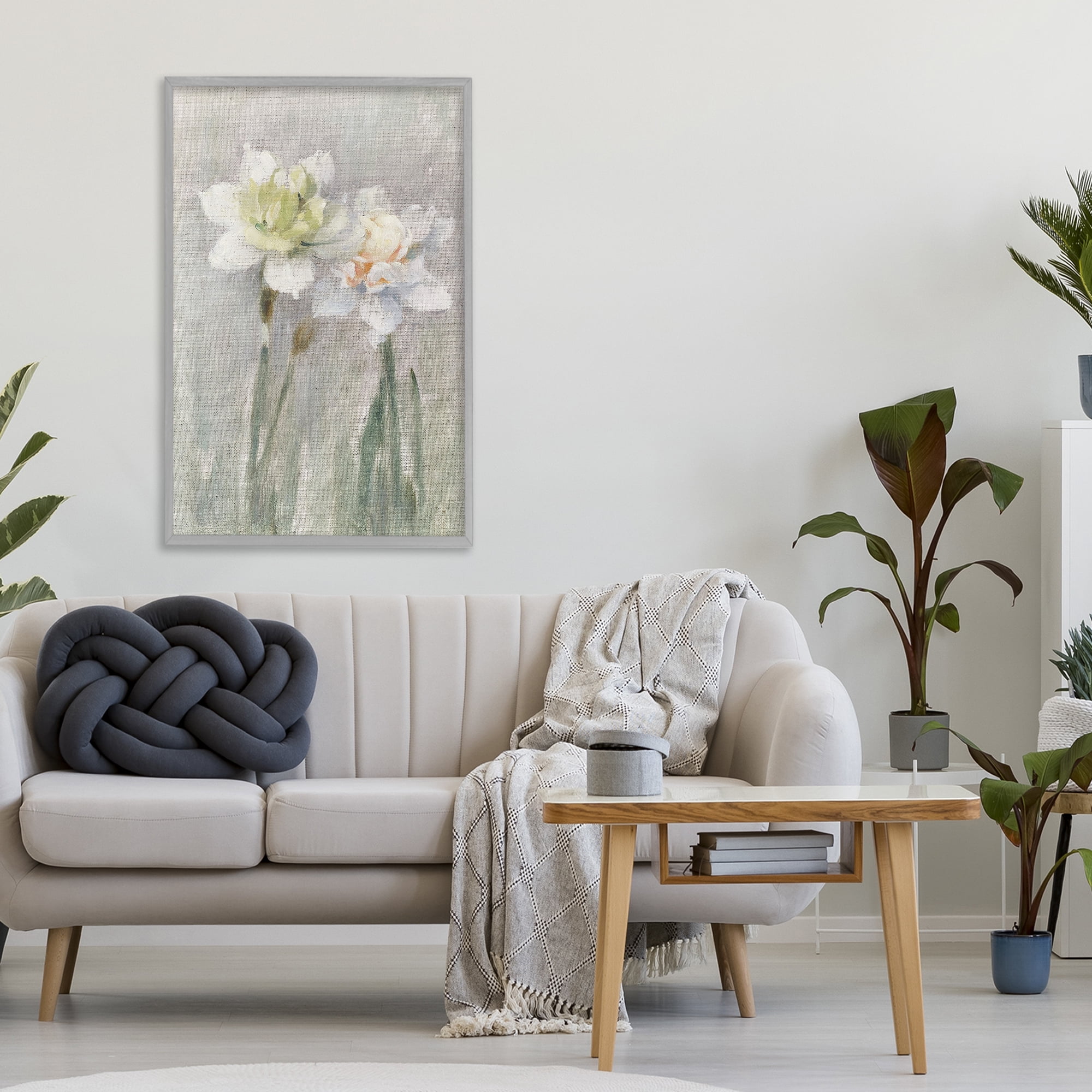 Stupell Industries Twin White Daffodils Gray Framed Giclee Art, design by Stellar Design Studio