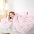 thumbnail image 3 of Manfei Pink Bowtie Queen Comforter Set,Geometric Lines Art Comforter Sets Queen,Pink Reversible,3-Piece,1 Comforter and 2 Pillowcases, 3 of 7