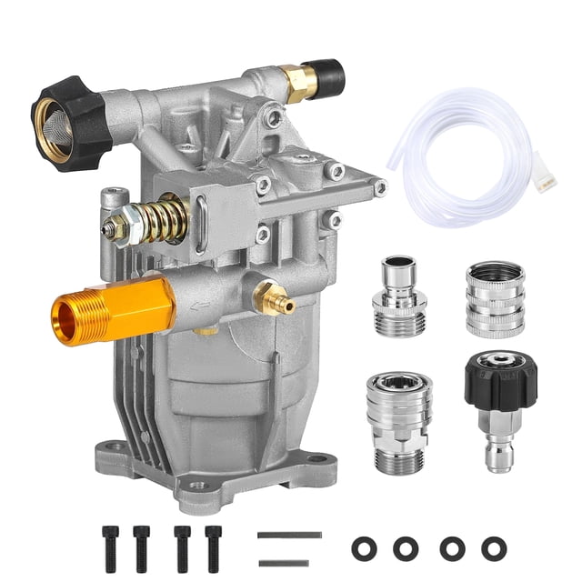 Bomba de lavado a presión M MINGLE horizontal con eje de 3/4" - Bomba para hidrolavadora de 3000 PSI - Compatible con Troybilt, Simpson, Karcher, Honda, Excell y más - Entrada y salida traseras