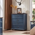 thumbnail image 4 of Joaxswe 4 Drawers Dresser for Bedroom, Chest of Drawers with Pre-Installed Slides, Closet Storage Wood Dressers Organizer for Living Room, Blue, 4 of 11