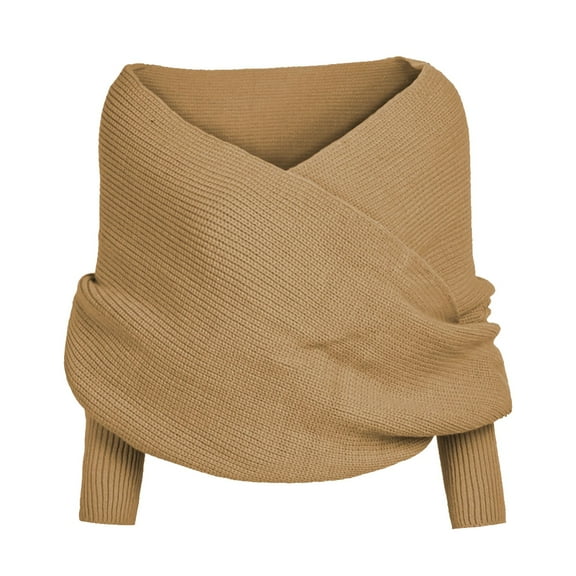 Cuekondy Scarf for Women Solid Scarf Sleeve Crochet Knit Long Soft Winter Shawl Brown Scarf