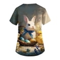 thumbnail image 3 of LTTVQM Women's Easter Scrub Tops 2026 Rabbits Eggs Print Cute Short Sleeve Tops Loose Fit V Neck Vacation Scrub Tops with Pockets Yellow M, 3 of 5