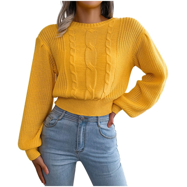 Suéter de mujer Suéter sólido informal de moda Cuello redondo Suéter suelto de manga larga Blusa de otoño Tops Odeerbi ODB-2
