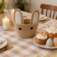 thumbnail image 4 of Polyester Easter Bunny Ear Woven Storage Basket, Cute Bunny Shape, Sturdy Durable, Versatile Multi-Use, Stylish Organizer for Easter Home Desktop Makeup Key Snack Egg Storage, 4 of 6