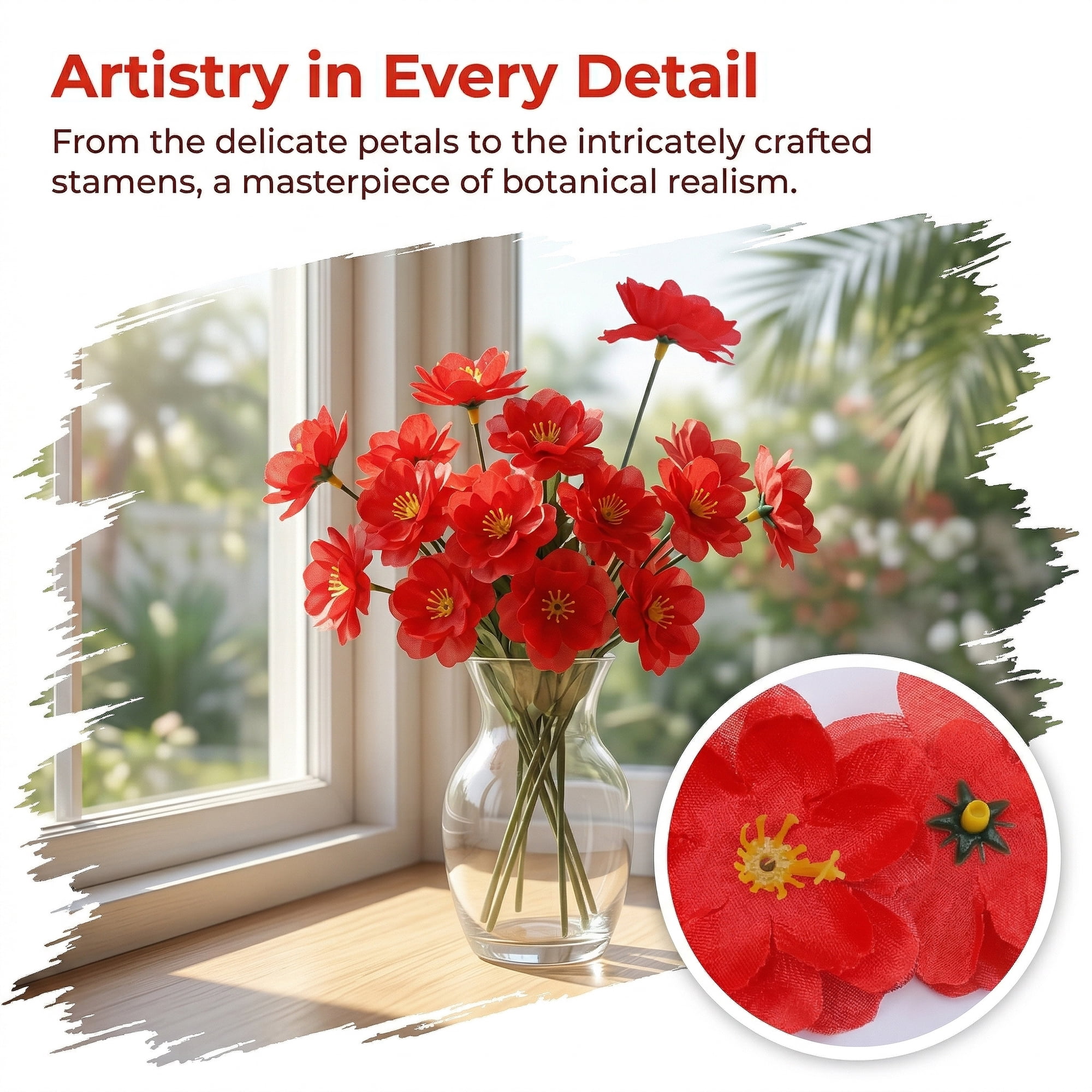 Unique Bargains Artificial Plum Craft Blossom Mini Bouquets Detachable Heads Red 5.9 in