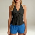 thumbnail image 2 of IWRICH Women's Summer Flowy Halter Top Cute Beach Tank Tops Going out Sleeveless Deep V-Neck for Concert Vacation Party Black S, 2 of 5