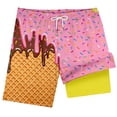 thumbnail image 3 of Lullu Boys Compression Liner Swim Trunks Ice-Cream Print Quick-Dry Swim Shorts, Sizes 3-4, 3 of 3