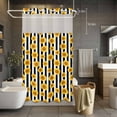 thumbnail image 2 of No Hook Shower Curtain with Snap in Liner, Summer Watercolor Sunflowers Waterproof Fabric Bathroom Curtain Mesh Top Window, Black and White Stripes Shower Curtains 36x72in, 2 of 9
