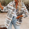 thumbnail image 1 of Womens Casual Plaid Shacket Wool Blend Button Down Long Sleeve Shirt Fall Jacket Shackets, 1 of 5
