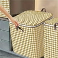 thumbnail image 4 of Houndstooth Storage Bag Large Capacity Folding Clothes Portable Wardrobe Sorting Clothes Storage Box with Reinforced Handle Zipper for Home Comforters Pillow Blanket Bedding Quilt, 4 of 7