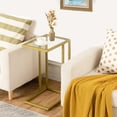 thumbnail image 5 of C-Shaped End Table, Side Table for Couch,Sofa Snack Table with Tempered Glass & Metal Frame,Small TV Tray Table for Small Space,Living Room, Bedroom, Bedside,Modern Style, Gold, 5 of 8