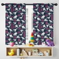 thumbnail image 5 of Blackout Kids Curtains,DarkBlue Cartoon Dinosaurs SpeechBubbles Pattern Childrens Insulated Curtains Set Of 2,Bedroom Essentials,Toddler Room Decor 42"x54", 5 of 5