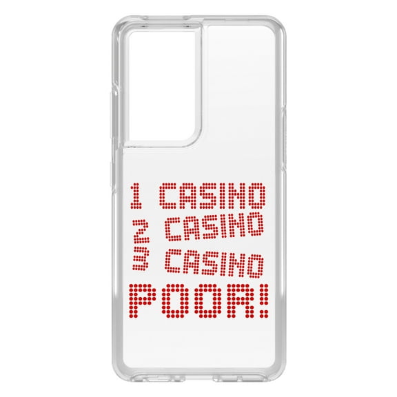 DistinctInk Clear Shockproof Hybrid Case for Galaxy S21 ULTRA 5G (6.8" Screen) - TPU Bumper Acrylic Back Tempered Glass Screen Protector - 1 Casino 2 Casino 3 Casino Poor