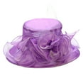 thumbnail image 6 of SPRING PARK Women's Summer Wide Brim Organza Kentcky Derby Church Dress Hat Wide Brim Flower Bridal Hat, 6 of 8