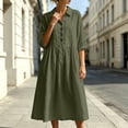 thumbnail image 7 of Bxsruta Womens Midi Dress Casual Button Down Shirt Dress 3/4 Sleeve Collared Flowy Dresses, 7 of 7