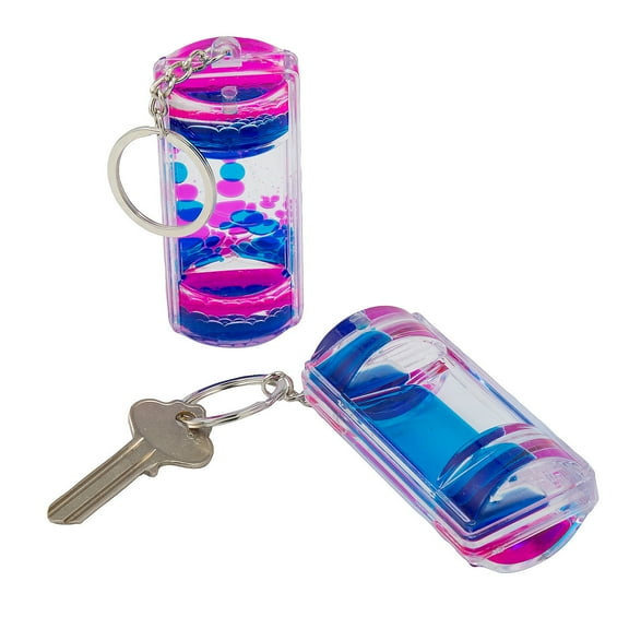 Fun Express 1 1/2" x 3" Sensory Liquid Bubbler Plastic Keychains - 12 Pieces