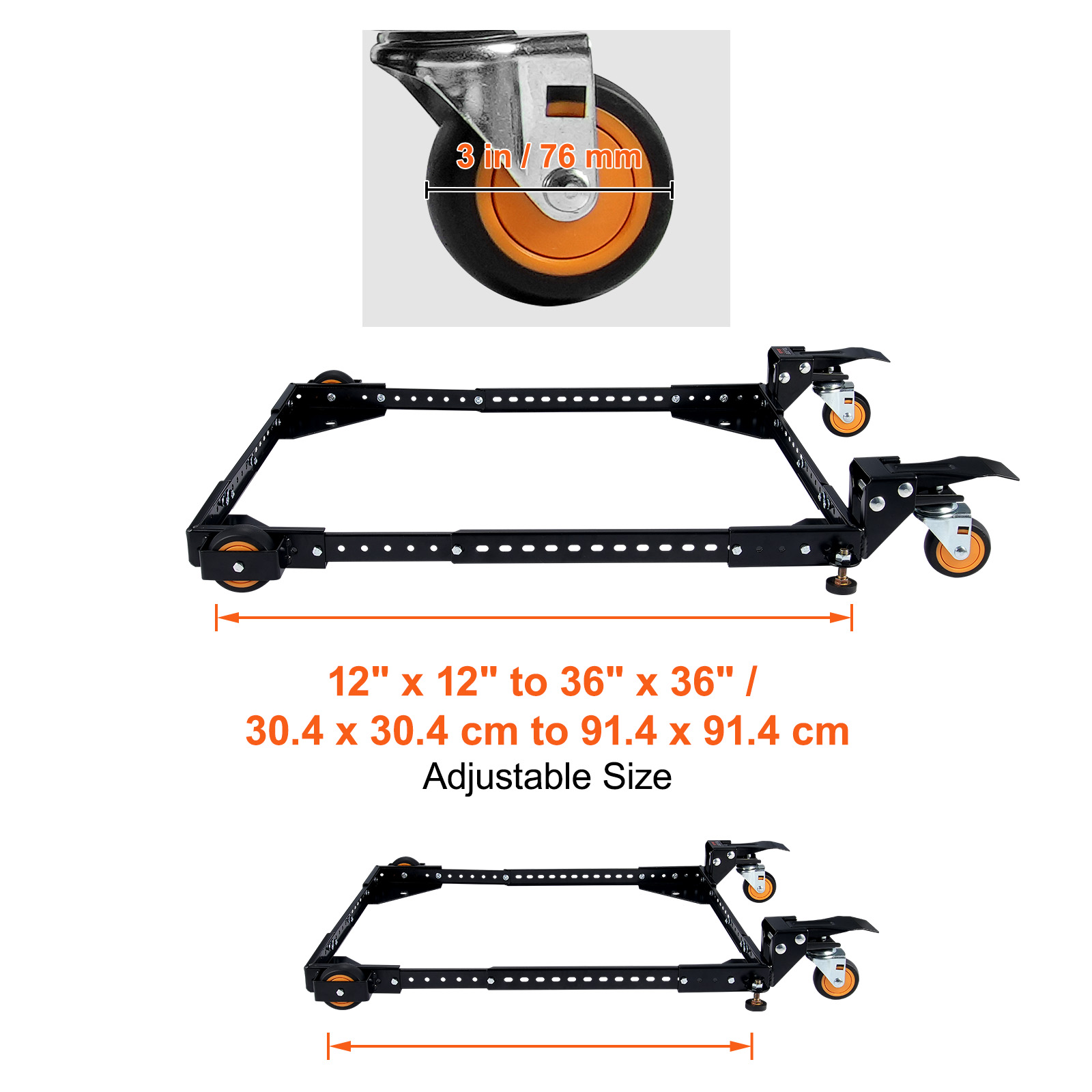 VEVOR Universal Mobile Base – 650 Lbs Capacity, Adjustable 12x12 To 36x36, Heavy Duty Stand With Swivel Wheels For Woodworking Machines
