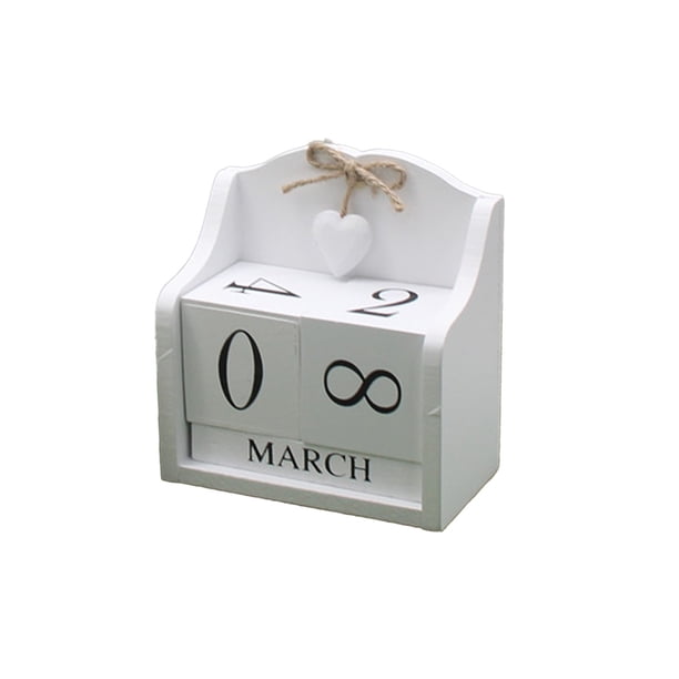 Decoraciones de Amor para el Escritorio de Casa Calendario de Madera Artesanía, Marrón 8x14.5x15cm Ornamento de Calendario Decorativo para Escritorio Y Habitación