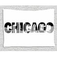 thumbnail image 1 of Chicago Skyline Tapestry, Black and White Text of Chicago Outlining City Landmark Abstract Buildings, Wall Hanging for Bedroom Living Room Dorm Decor, 60W X 40L Inches, Black White, by Ambesonne, 1 of 2