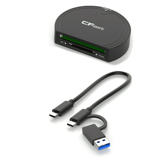 Compact USB3.2 Gen2 Card Reader 10Gbps, Supports CFast 2.0 and SD for Quick and Efficient Data Transfer