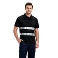 thumbnail image 5 of TOMVIGX Men's Polo Shirts Short Sleeve Reflective High Visibility Safety Moisture Wicking Shirts Outdoor Night Running Cycling Breathable Quick Dry Workout Shirts Black L, 5 of 5