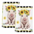 thumbnail image 2 of Sunflower Pig Kitchen Towels Set of 2, Summer Eucalyptus Black Buffalo Plaid Absorbent Dish Towels for Kitchen, Microfiber Hand Towel, Quick Drying Tea Towel for Cleaning Decorative Dishcloths, 2 of 7