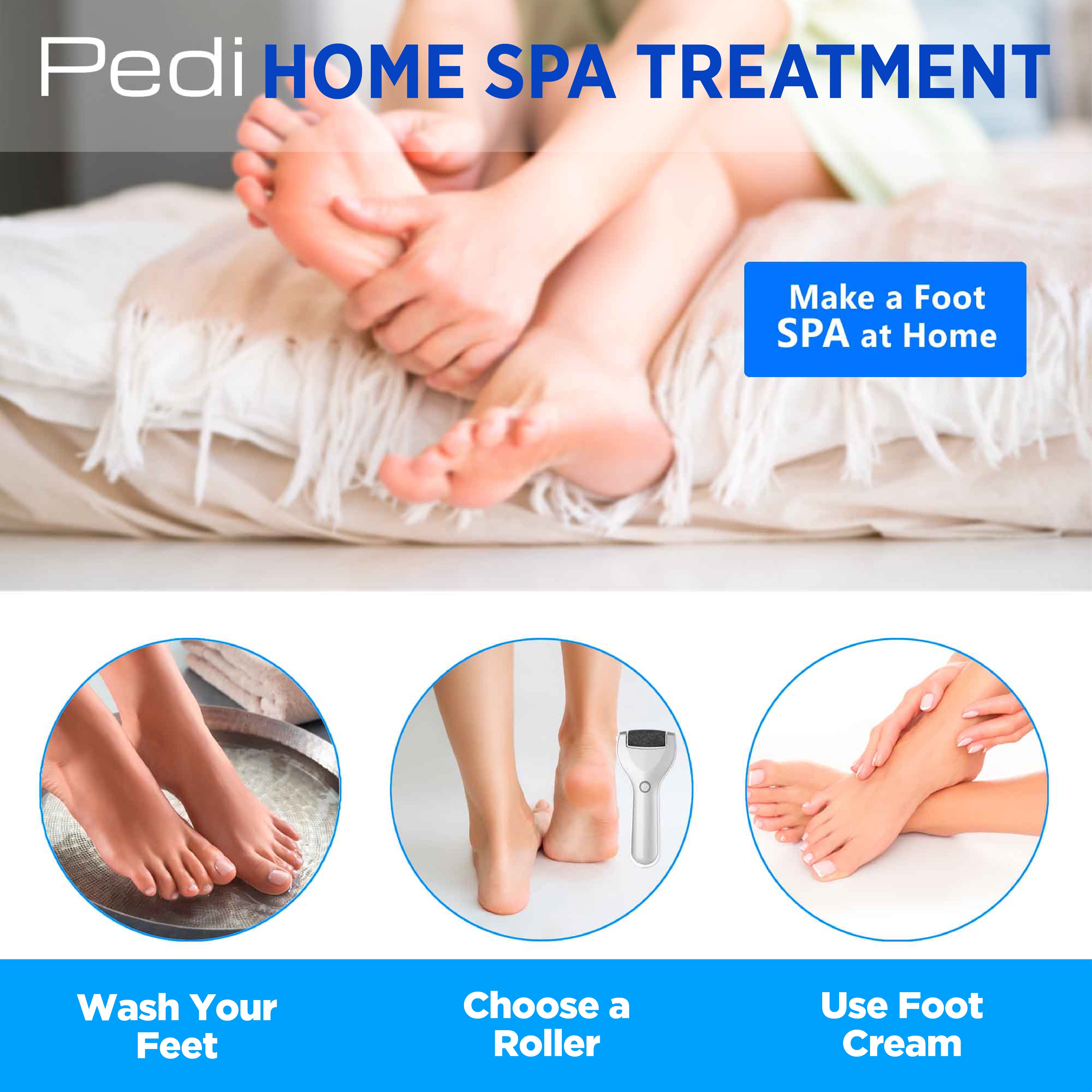 Bell + Howell Personal Pedi Electric Foot Callus Remover for Feet, Exfoliator Pedicure Foot File Scrubber,  Foot Scrubber, Rechargeable Waterproof