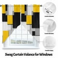 thumbnail image 3 of Yellow Black Patchwork Swag Curtain Valance for Windows, Abstract Retro Art Window Treatments Short Swag Topper for Kitchen Windows Bathroom Bedroom, 36"x45", 3 of 8