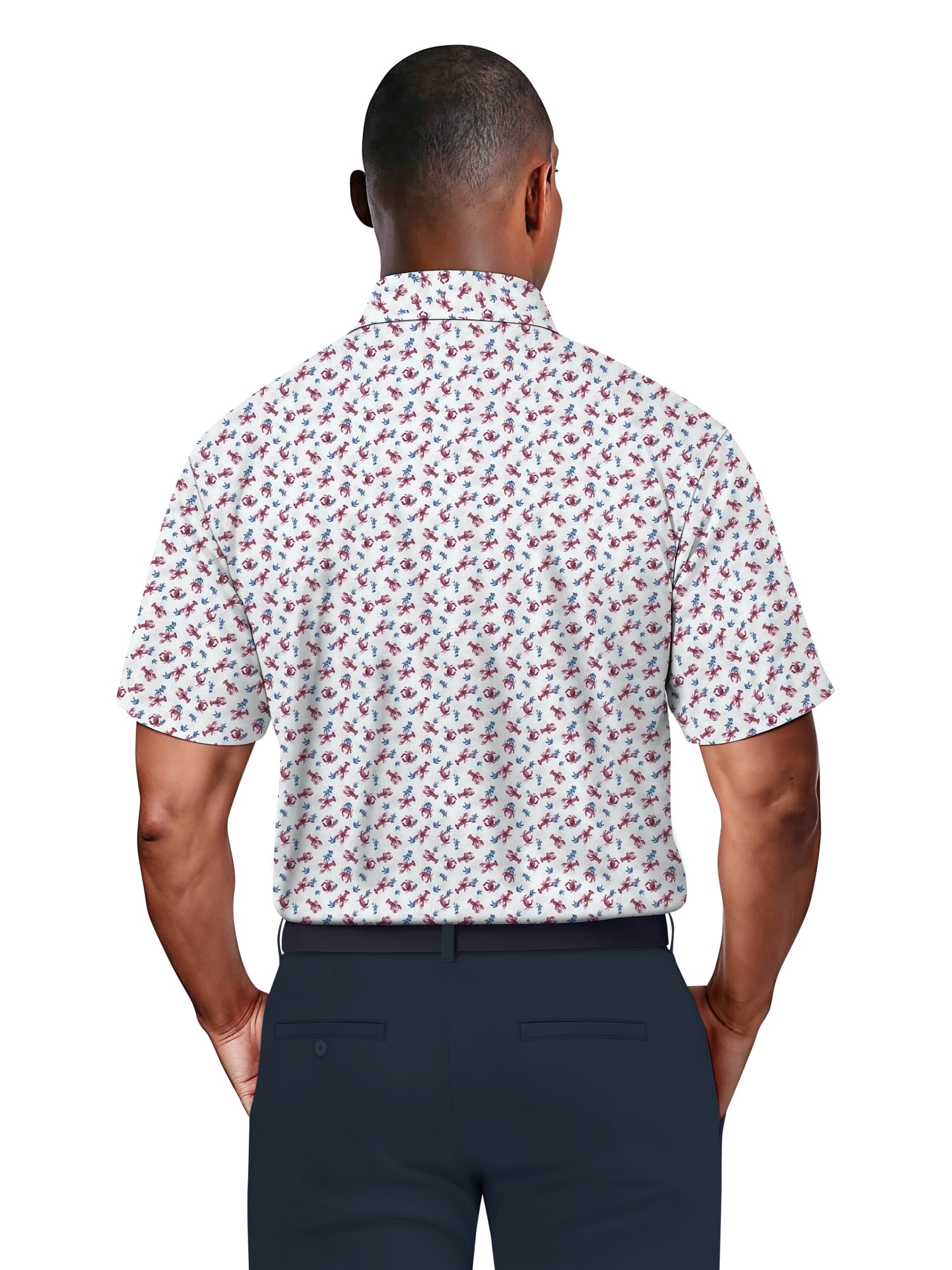 Ben Hogan Men's & Big Men's Performance Lobster Print Golf Short Sleeve Polo Shirt, up to 5XL