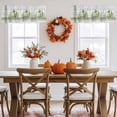 thumbnail image 5 of Green Pumpkin Valances for Windows, 54 x 18in, Thanksgiving Fall Leaf Vintage Wood Grain Rod Pocket Kitchen Valance Curtain Light Filtering Window Treatments for Living Room Bedroom, 1 Panel, 5 of 7