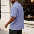 thumbnail image 7 of TKKCS Mens Waffle Knit Henley Shirt- Short Sleeve Lightweight Daily Casual Relaxed Fit Pullover Top Purple Size XL, 7 of 7