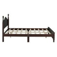 thumbnail image 5 of Queen Size Retro Style Wood Platform Bed, Bed Frame with Wooden Slat Support, Vintage Headboard, Retro Style Platform Bed No Box Spring Required, Easy Assembly, Dark Walnut, 5 of 8